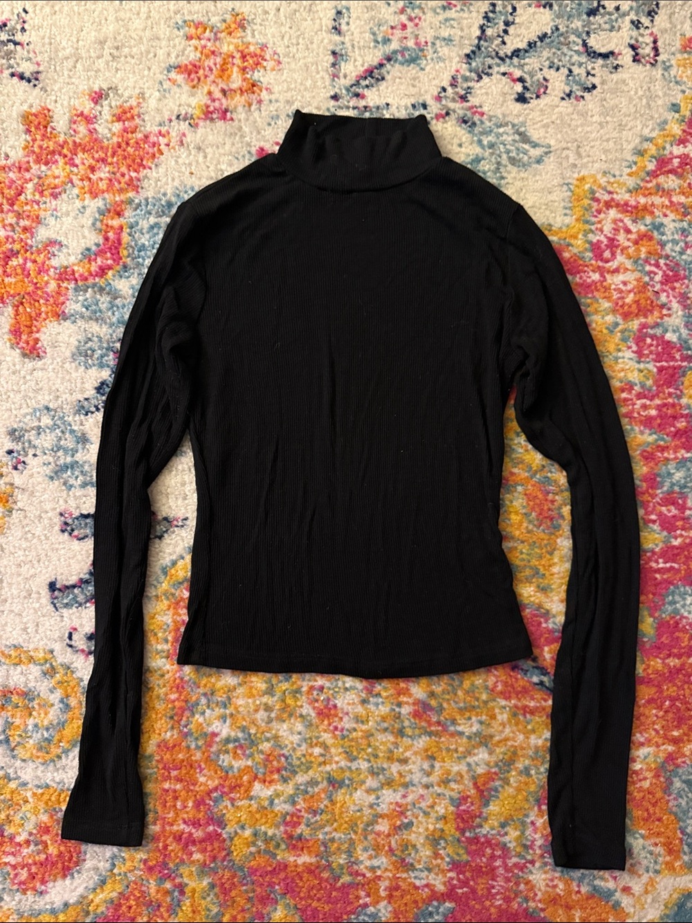 Garage Black Long Sleeve Ribbed Turtleneck Top - Women
